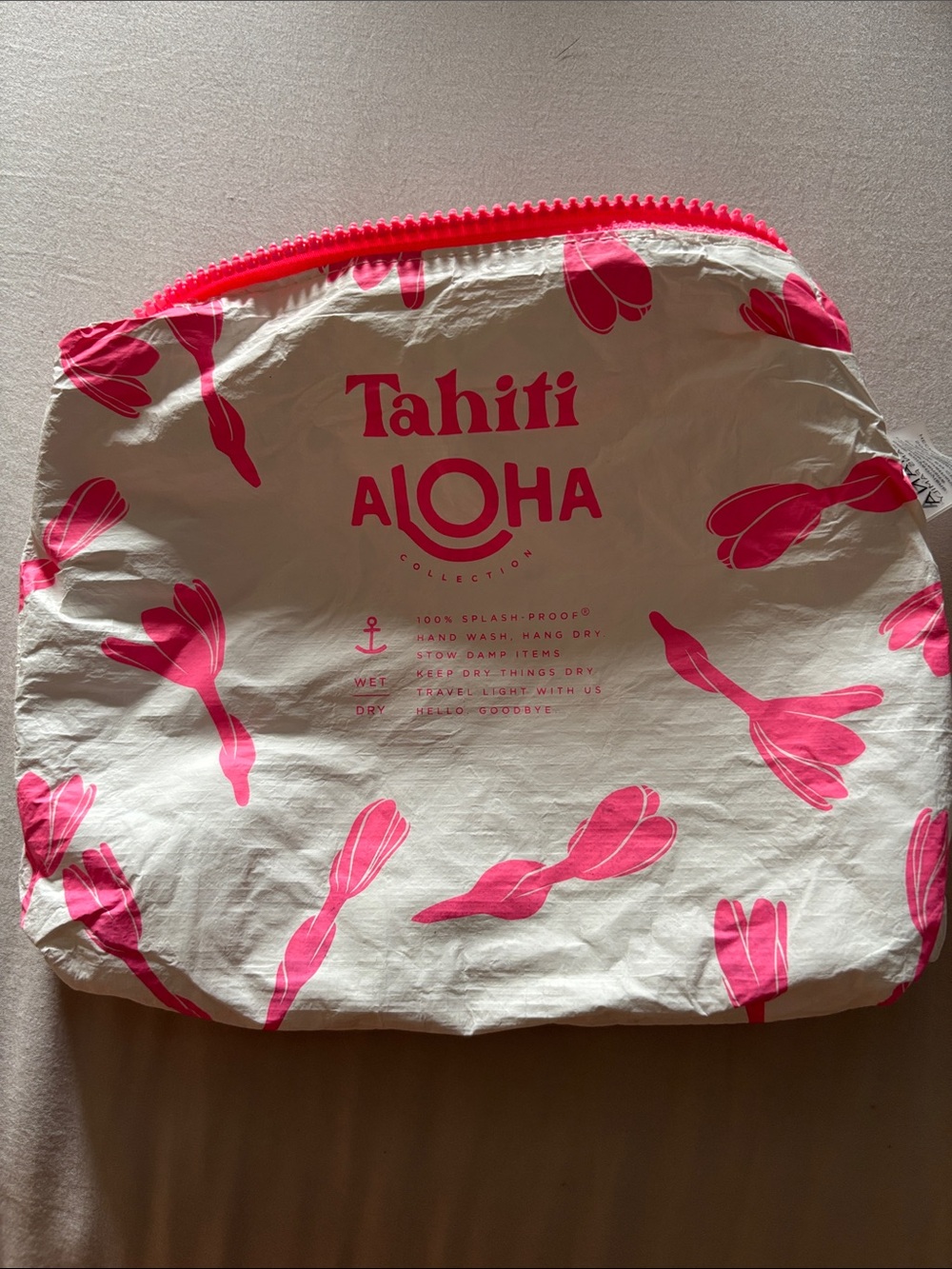 ALOHA Collection Pink Floral Cosmetic Pouch with Yellow Accents - Picture 3 of 3